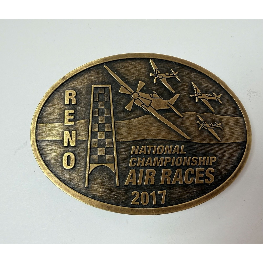 Reno National Air Races Championship Belt Buckle 2017 Brass Nevada